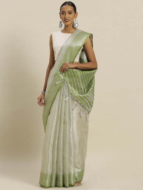 

Mitera Green Woven Design Poly Silk Saree