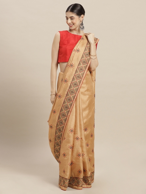 

Soch Beige & Red Silk Blend Embroidered Saree