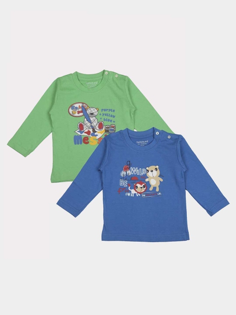 

Bumchums Boys Pack Of 2 Assorted Printed Round Neck T-shirts