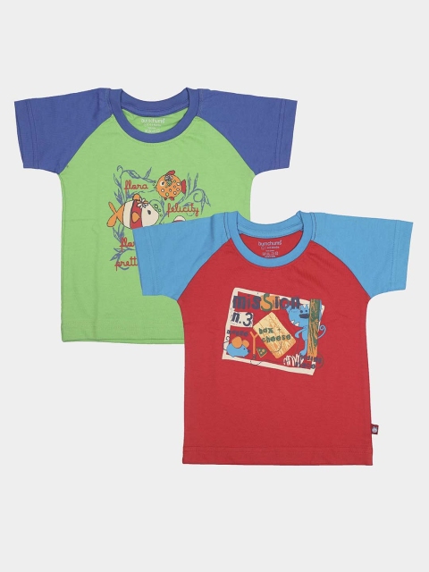

Bumchums Boys Pack of 2 Assorted Printed Round Neck T-shirt
