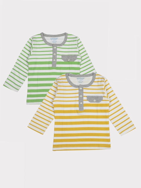 

Bumchums Boys Pack of 2 Assorted Striped Henley Neck T-shirt