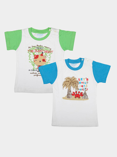 

Bumchums Boys Pack of 2 Assorted Printed Round Neck T-shirts