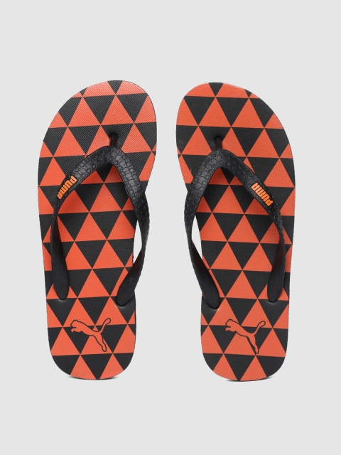 

Puma Unisex Black & Orange Printed Thong Flip-Flops