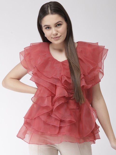 

plusS Women Pink Ruffled A-Line Top