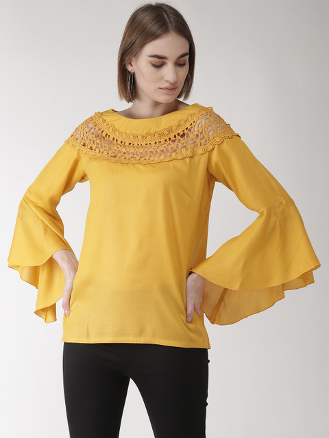 

plusS Women Mustard Yellow Solid Top