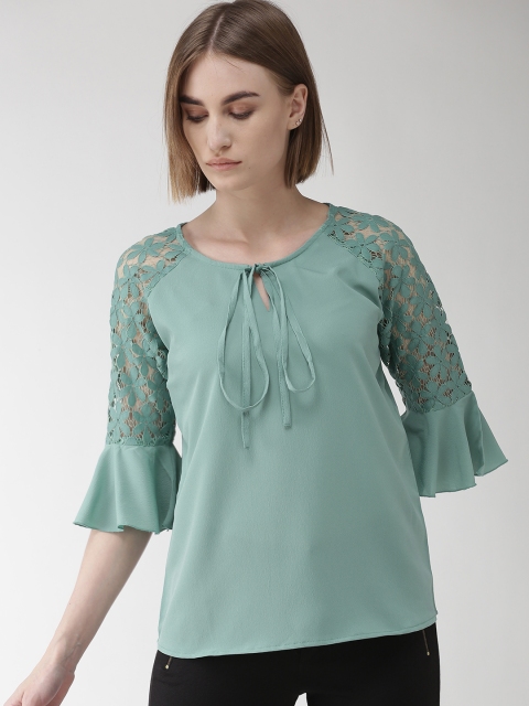 

plusS Women Green Solid Top