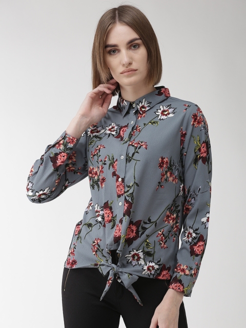 

plusS Women Grey & Pink Printed Casual Shirt