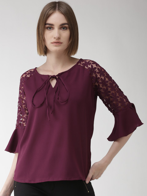 

plusS Women Aubergine Solid Top, Purple