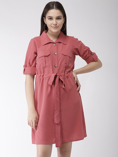 

plusS Women Dusty Pink Solid Shirt Dress
