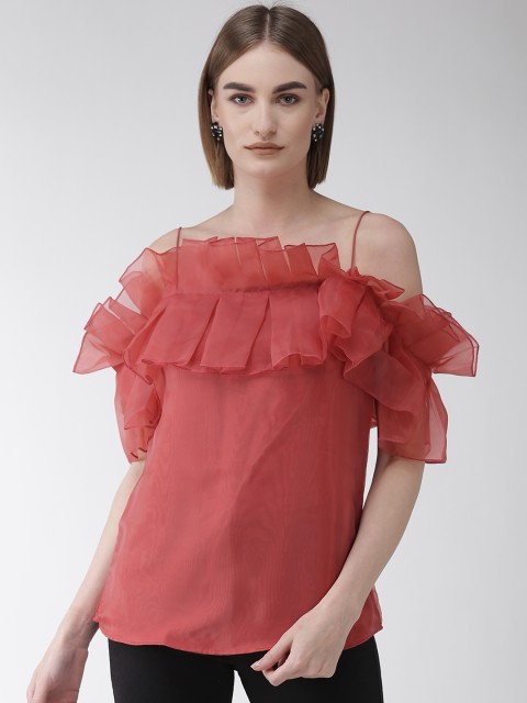 

plusS Women Pink Solid Bardot Top
