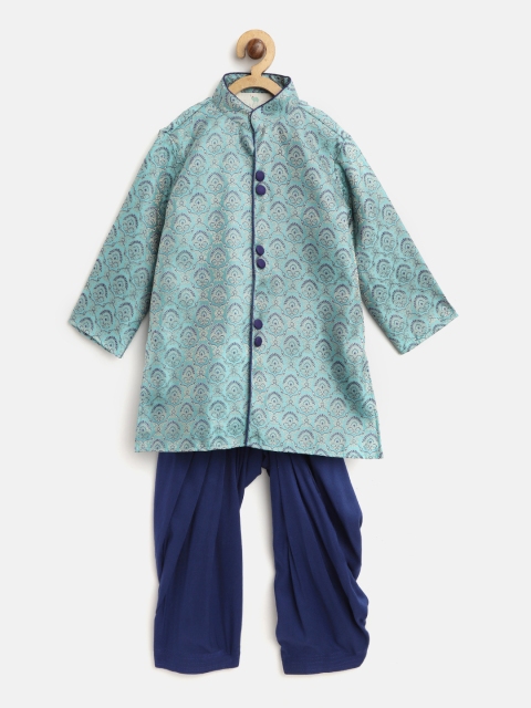 

Cute Couture Boys Blue & Gold-Toned Woven Design Kurta with Salwar