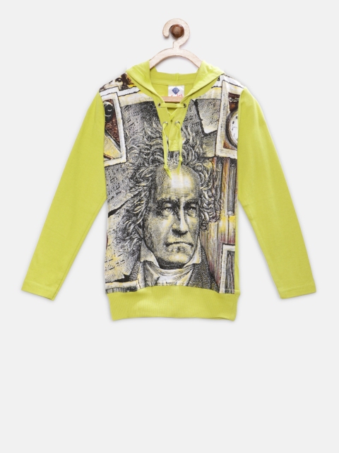 

TONYBOY Boys Lime Green Printed Hood T-shirt