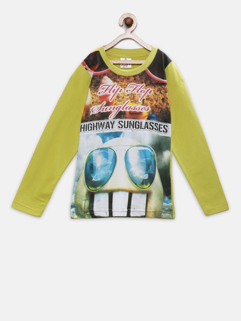 

TONYBOY Boys Lime Green Printed Round Neck T-shirt