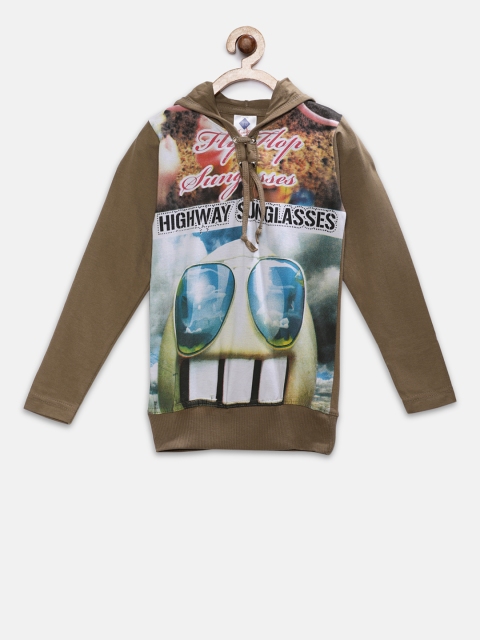 

TONYBOY Boys Khaki Printed Hood T-shirt