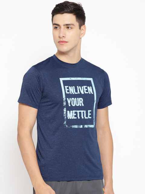

Yuuki Men Navy Blue Printed Round Neck T-shirt
