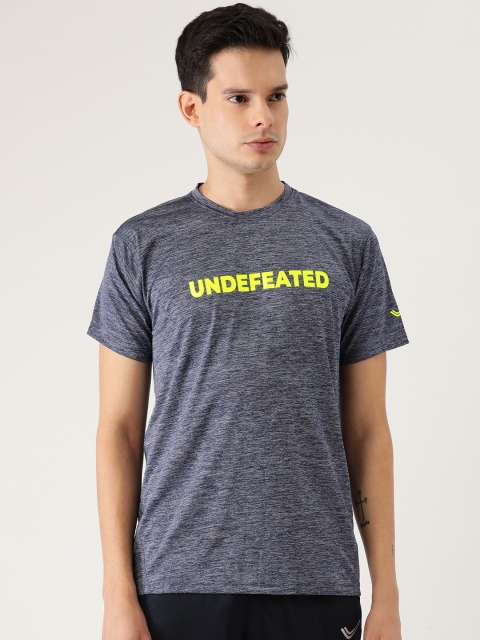 

Yuuki Men Navy Blue Solid Round Neck Sports T-shirt With Printed Detail
