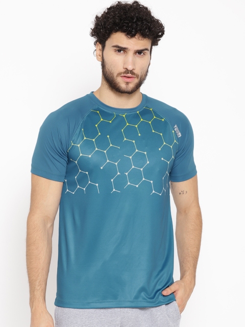 

Yuuki Men Blue & Yellow Printed Slim Fit T-shirt