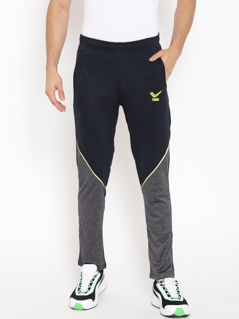 

Yuuki Men Navy Blue & Charcoal Grey Slim Fit Coulourblocked Track Pants