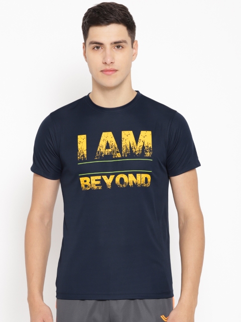 

Yuuki Men Navy Blue & Yellow Printed Round Neck T-shirt