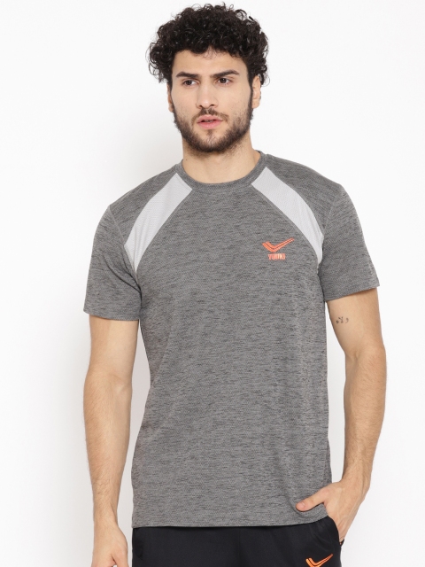 

Yuuki Men Grey Melange Colourblocked Round Neck Training T-shirt