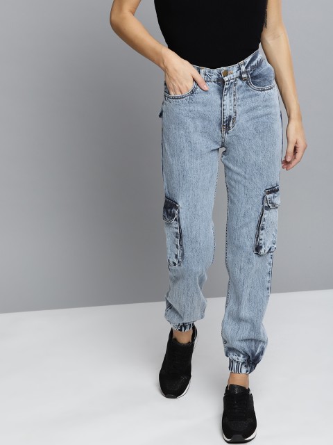 

VividArtsy Women Blue Mid-Rise Clean Look Jogger Jeans