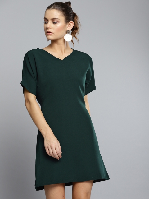 

VividArtsy Women Green Solid A-Line Dress