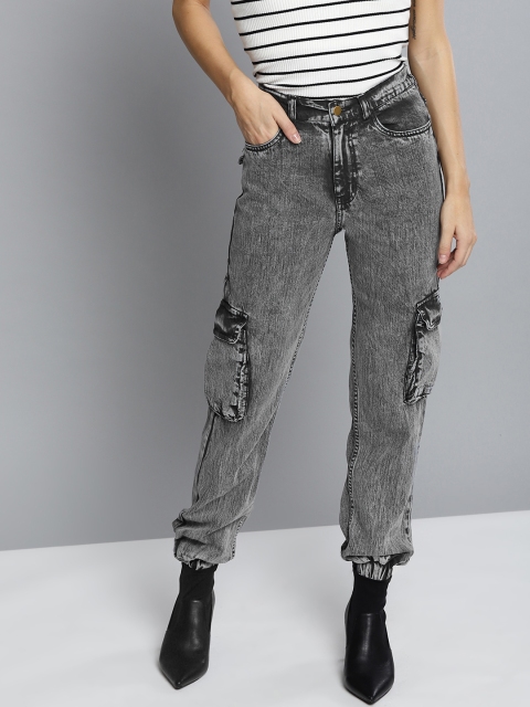 

VividArtsy Women Grey Mid-Rise Clean Look Jogger Jeans