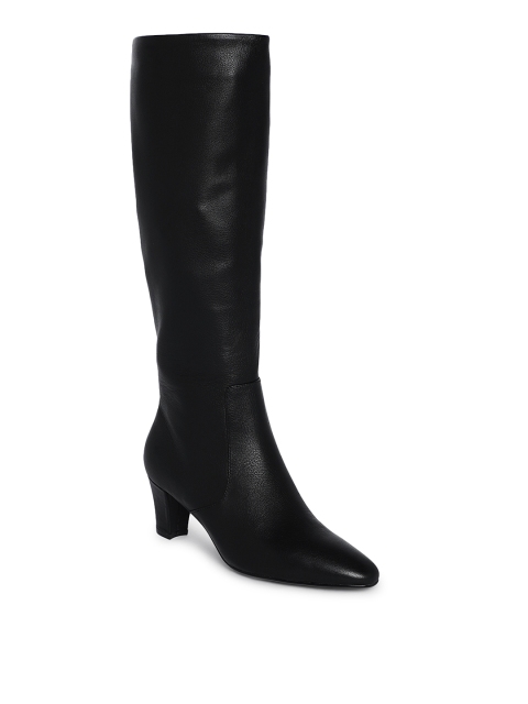 

Heel & Buckle London Women Black Solid Leather Heeled Boots
