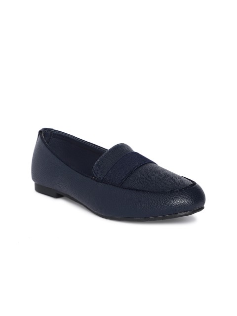 

Heel & Buckle London Women Navy Blue Solid Leather Ballerinas