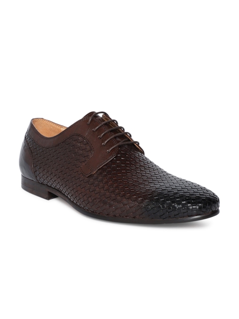 

Heel & Buckle London Men Brown Woven Design Leather Formal Derby