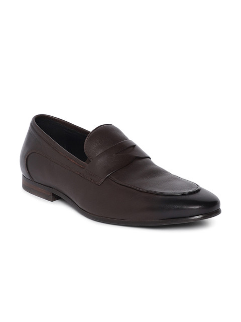 

Heel & Buckle London Men Brown Solid Leather Formal Leather Slip-On Shoes