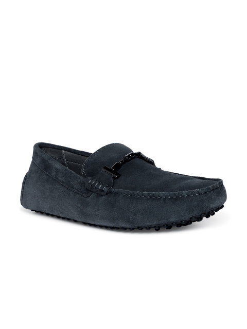 

Heel & Buckle London Men Grey Solid Suede Horsebit Loafers