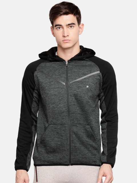 

Proline Active Men Grey & Black Striped Hooded Sweatshirt