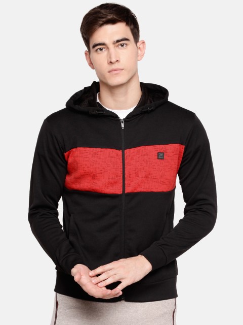 

Proline Active Men Black & Red Colourblocked Hooded Sweatshirt