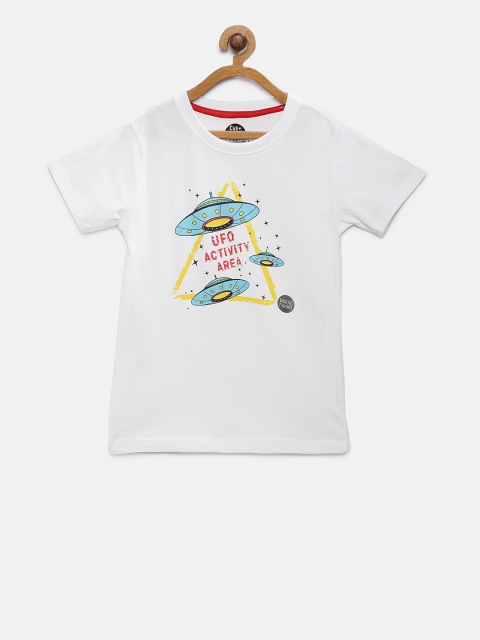 

Cub McPaws Boys White Printed Round Neck Pure Cotton T-shirt