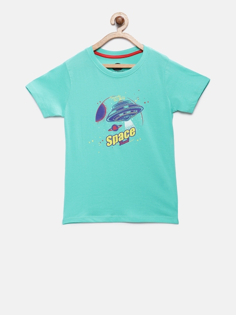 

Cub McPaws Boys Sea Green Printed Round Neck T-shirt