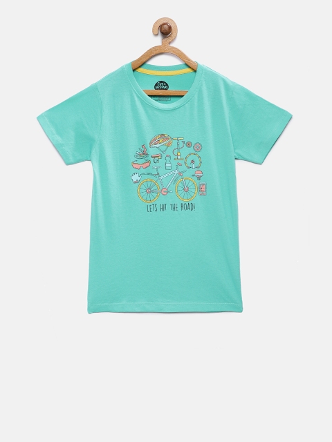 

Cub McPaws Boys Sea Green Printed Round Neck T-shirt