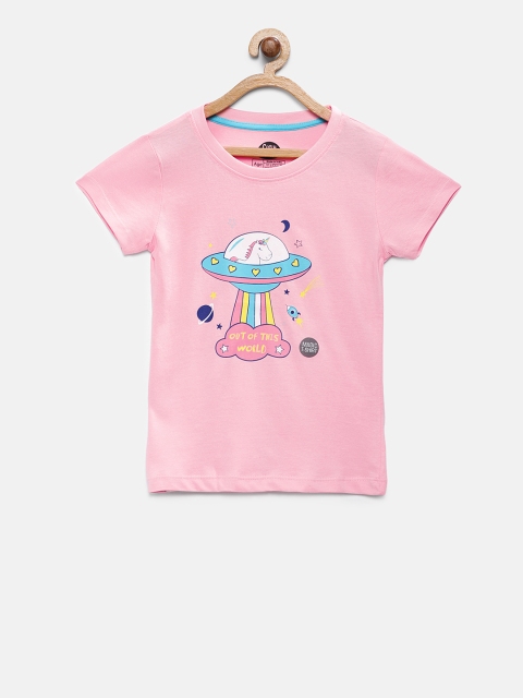 

Cub McPaws Girls Pink Printed Round Neck T-shirt