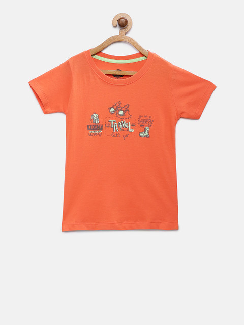 

Cub McPaws Boys Orange Printed Round Neck T-shirt
