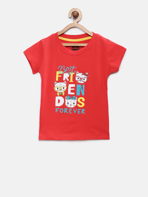 

Cub McPaws Girls Red Printed Round Neck T-shirt