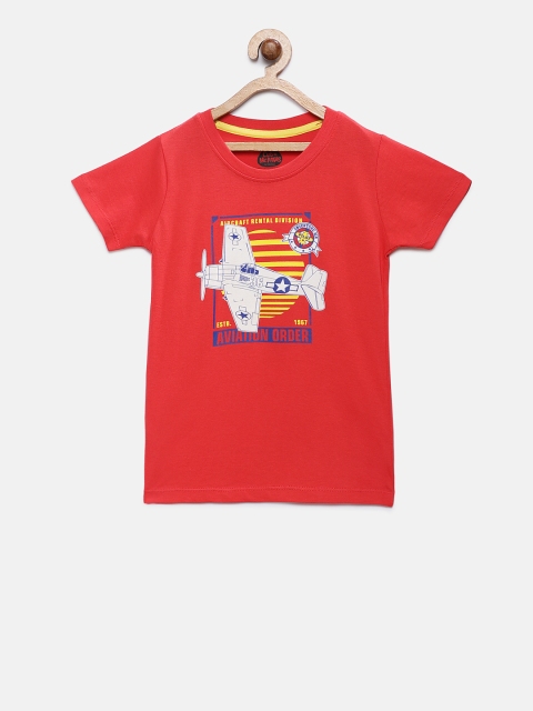 

Cub McPaws Boys Red Printed Round Neck Pure Cotton T-shirt
