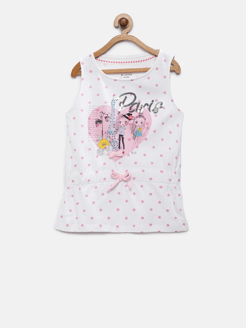 

Cub McPaws Girls White Printed Round Neck T-shirt