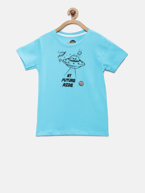 

Cub McPaws Boys Blue Printed Round Neck Pure Cotton T-shirt