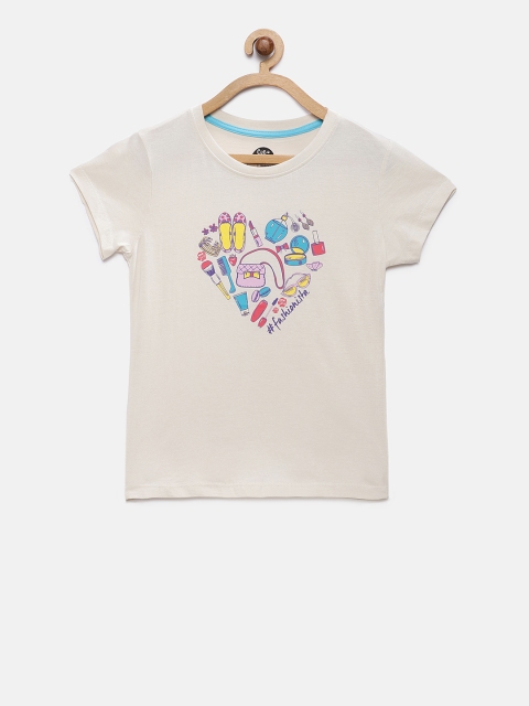 

Cub McPaws Girls Off-White Printed Round Neck T-shirt