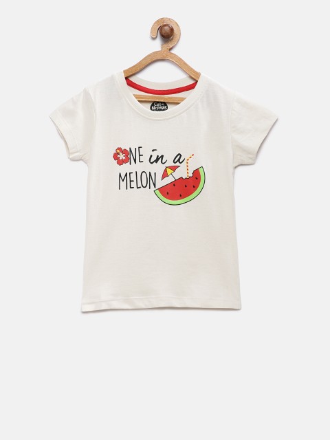 

Cub McPaws Girls Off-White Printed Round Neck T-shirt