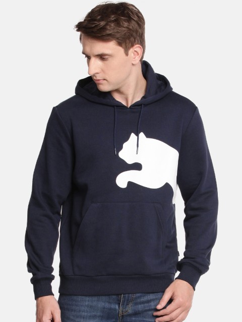 

Puma Men Navy Blue Printed Big Logo FL Hooded Sweatshirt