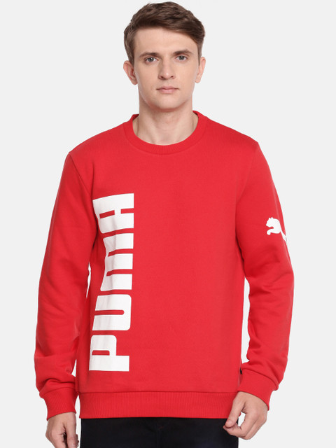 

Puma Men Red Printed Big Logo Crew FL Sweatshirt