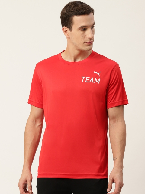 Puma Men Coral Red Printed Detail T-shirt