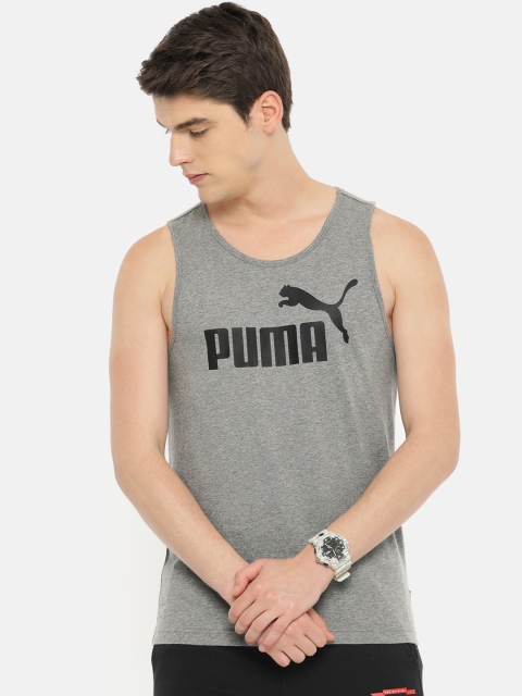 

Puma Men Grey Printed Round Neck ESS Tank T-shirt