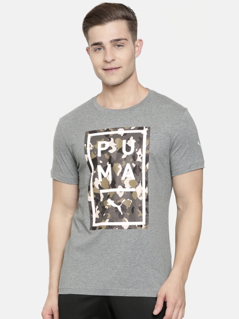 

Puma Men Grey Printed Slim Fit Round Neck Above The Bar Camo Pure Cotton T-shirt